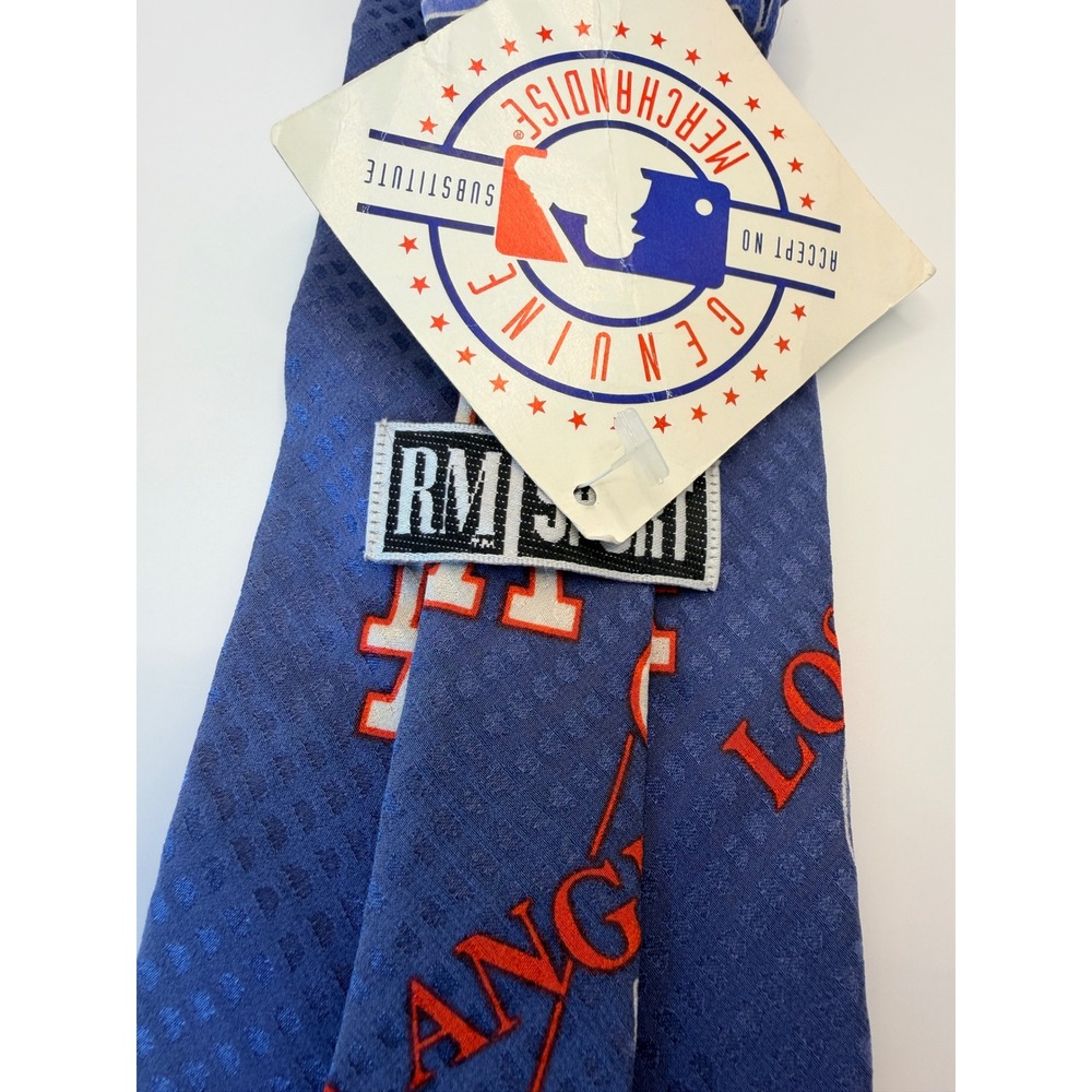RM Sport MLB Los Angeles Dodgers Silk Necktie Blue Baseball LA Logo NWT USA Made